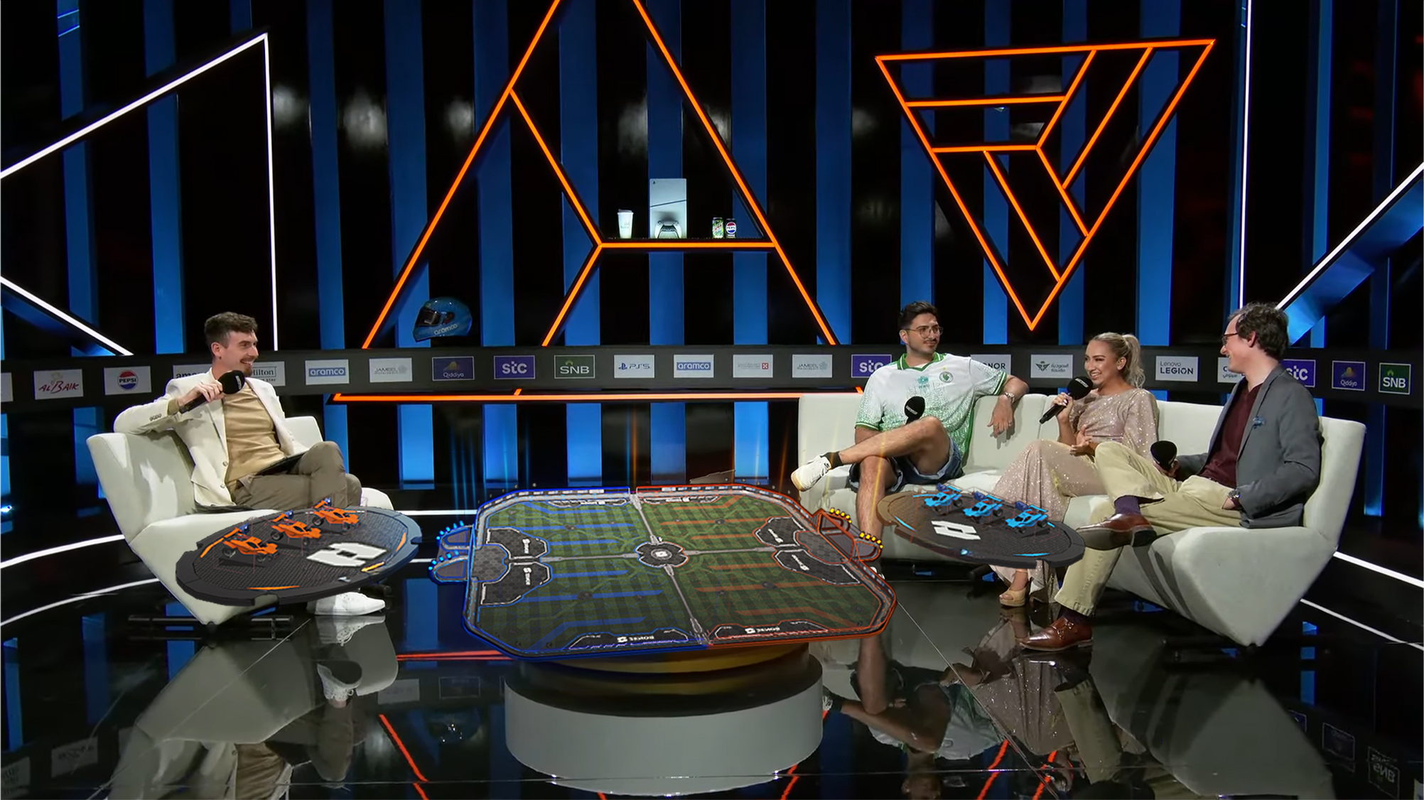 Rocket League holographic AR tabletop in broadcast studio